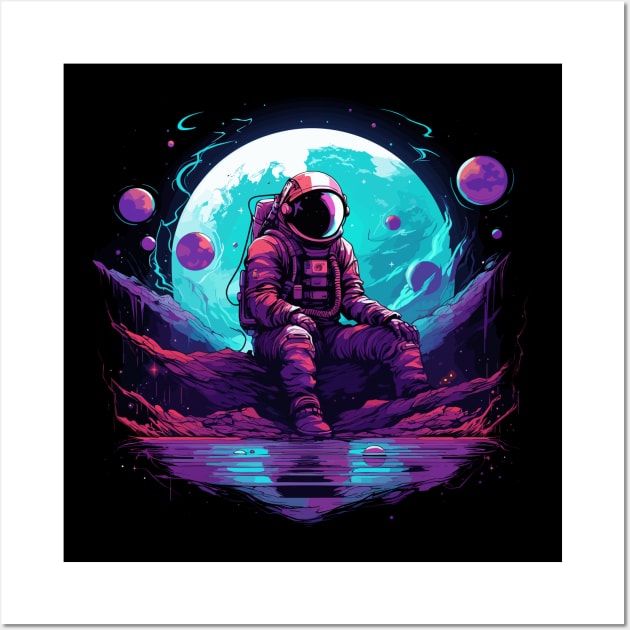 astronaut sitting on a planet Wall Art by legend
